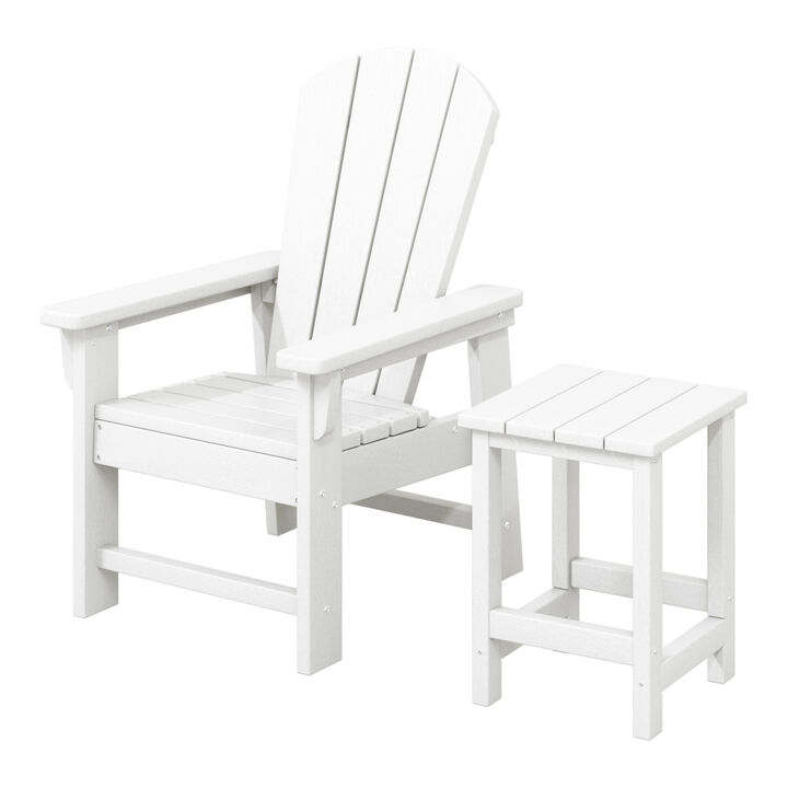 WestinTrends 2-Piece Kids Outdoor HDPE Adirondack Chair With Square Side Table Set