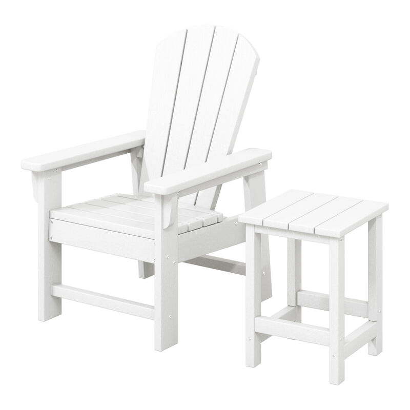 WestinTrends 2-Piece Kids Outdoor HDPE Adirondack Chair With Square Side Table Set