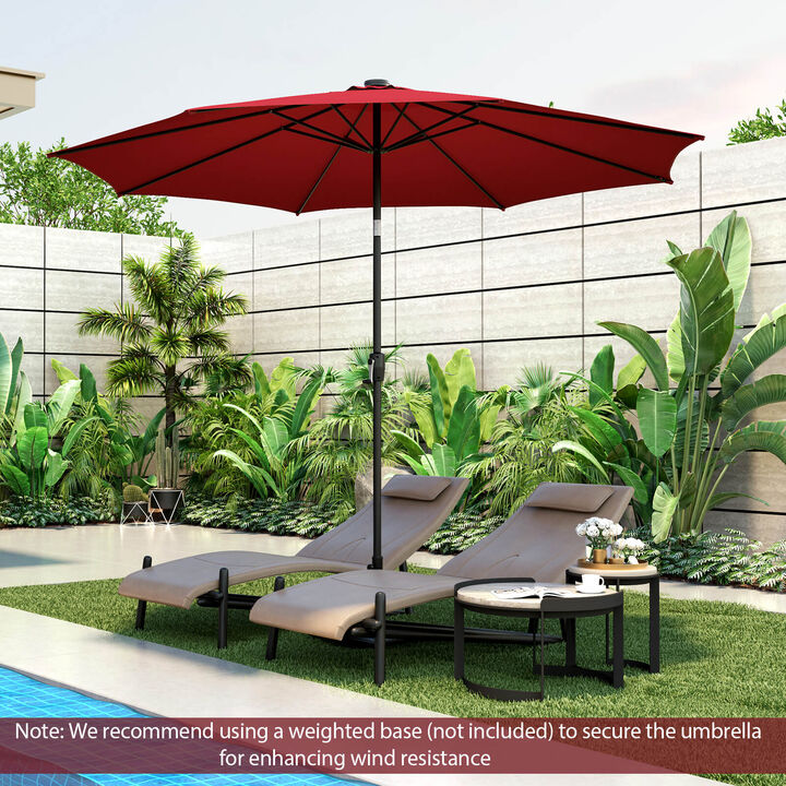 10-Foot Patio Umbrella with 112 Solar LED Lights and Crank Handle