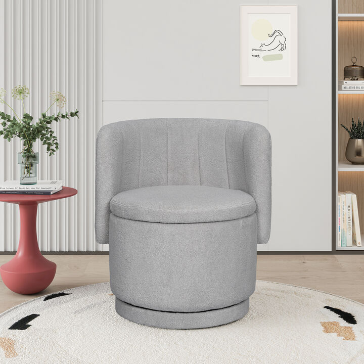 Merax Swivel Boucle Sofa Chair with Storage for Bedroom and Living Room