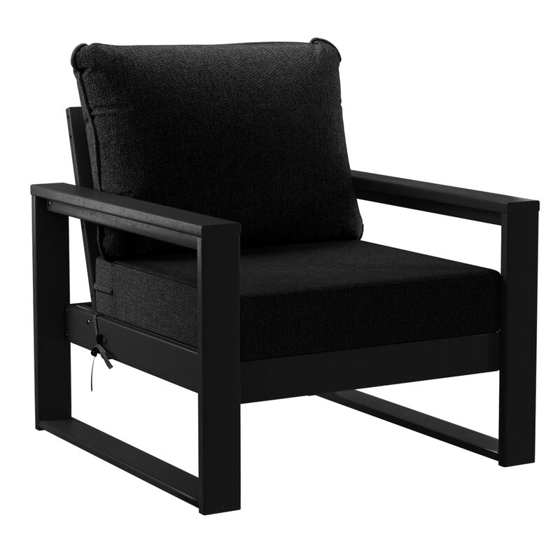 WestinTrends 5-Piece Modern HDPE Outdoor Patio Furniture Sofa Conversation Set with Coffee Table