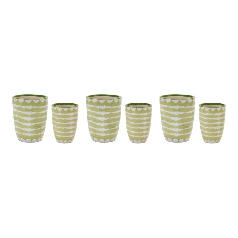 Set of 6 Striped Vase Planters – Perfect for Contemporary Home and Garden Styling with Bold Stripes