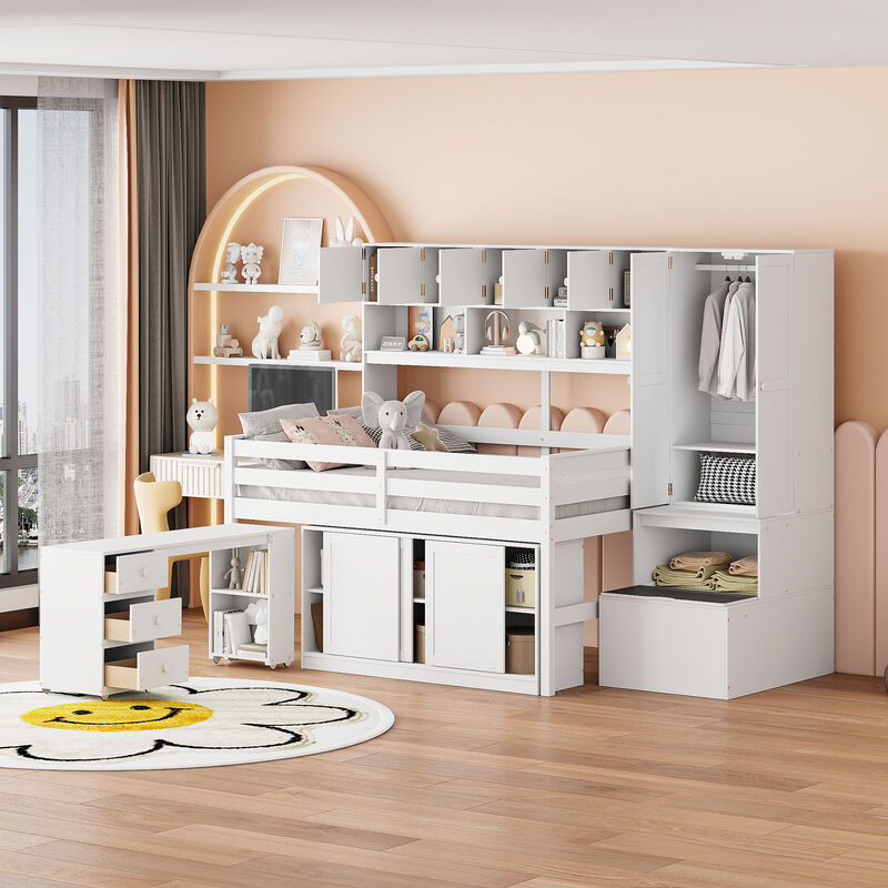 Merax Storage Loft Bed  with Desk