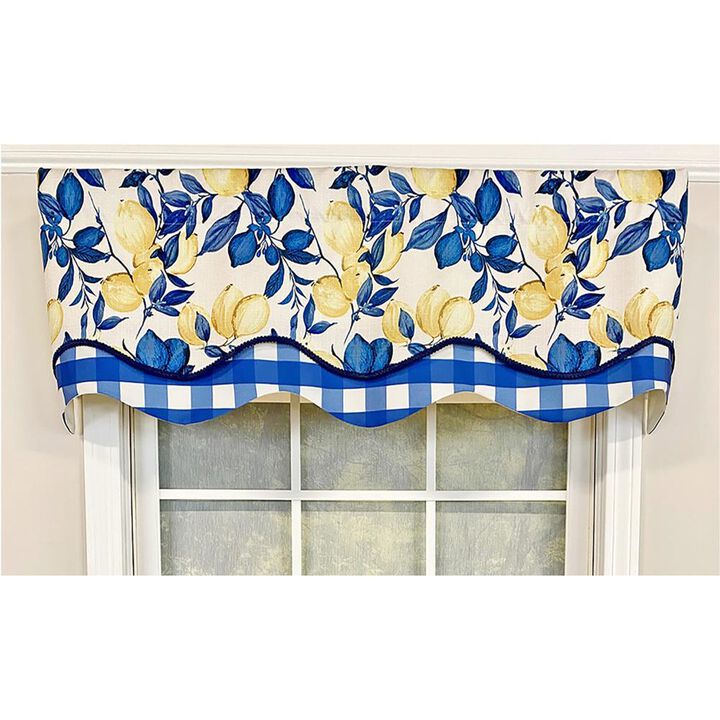 RLF Home El Limon Glory Valance Black. 3" Rod Pocket, Layered, Trimmed. 50"W X 16"L