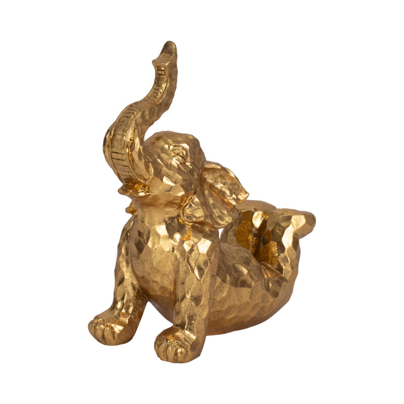 10" Gold Yoga Elephant Figurine