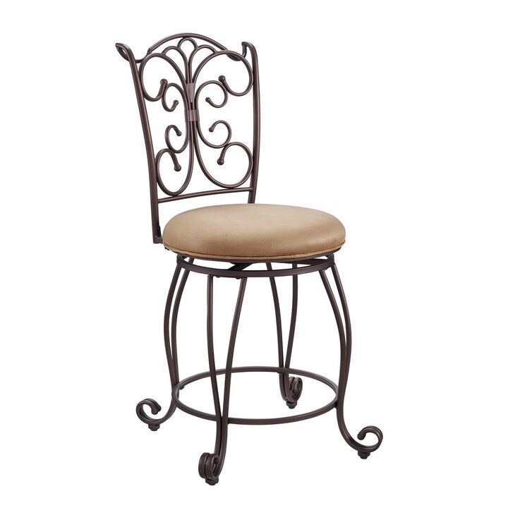Linon Gathered Back Counter Stool 24