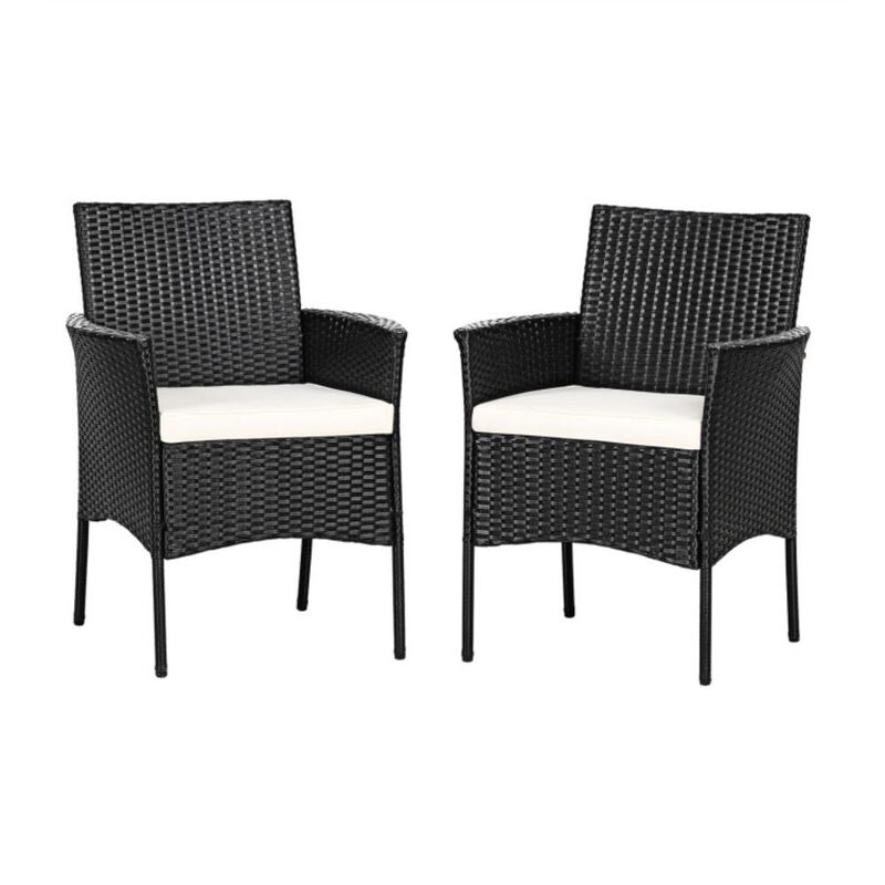 Hivvago 2 Pieces Patio Wicker Chairs with Cozy Seat Cushions