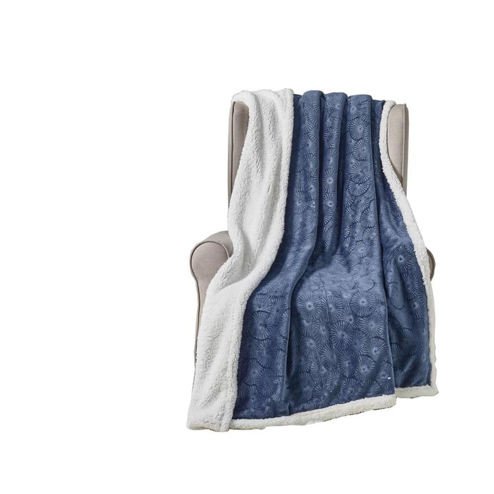 Louvre Plush All Season 50"x60" Sherpa Blue Throw