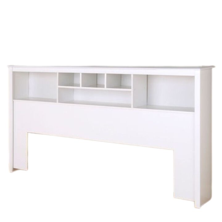 Hivvago King size Stylish Bookcase Headboard in White Wood Finish