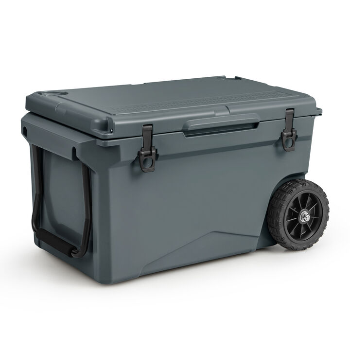 Quart Portable Cooler Rotomolded Ice Chest with Handles and Wheels