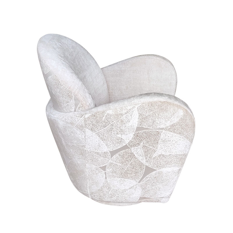 Pasargad Home Maxim Modern Swivel Base Armchair, Ivory