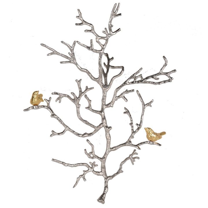 Splendid Aluminum Branch Wall Sculpture, Small, Silver-Benzara