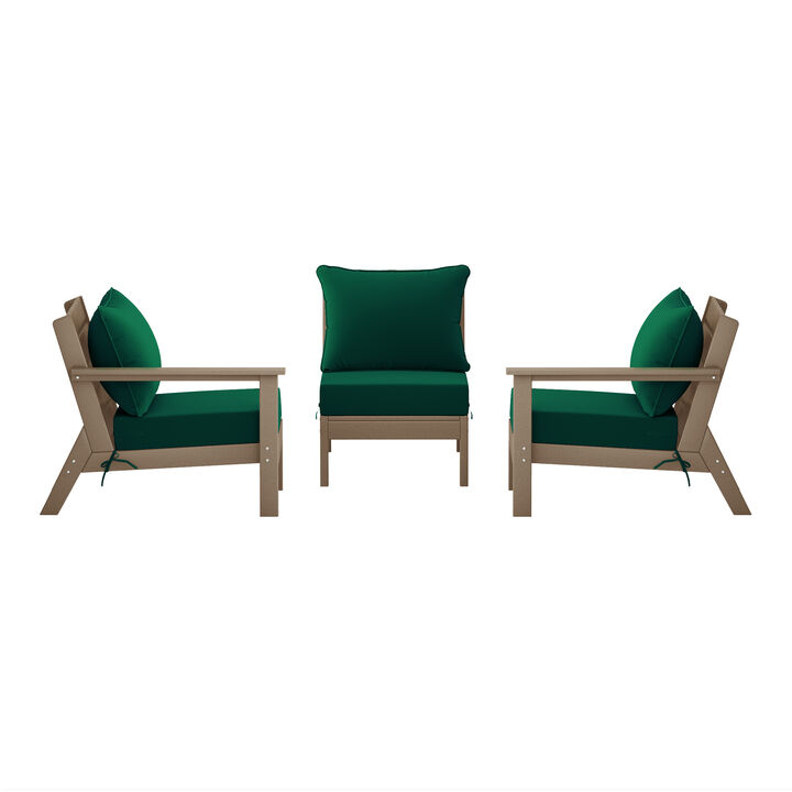 WestinTrends Outdoor Patio HDPE Sectional Sofa with Patio Cushions