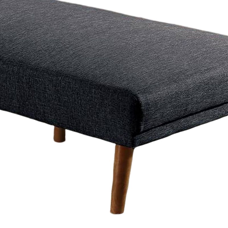 Dora 62 Inch Modern Adjustable Chaise Lounger with Channel Tufting, Black-Benzara