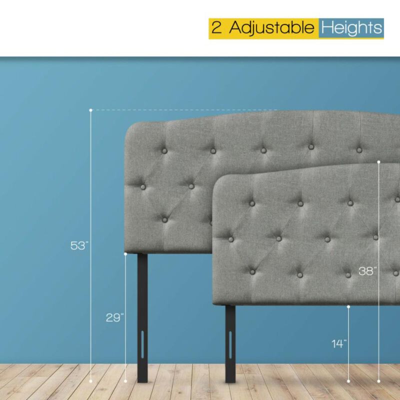 Hivvago Faux Linen Headboard with Adjustable Heights-Light