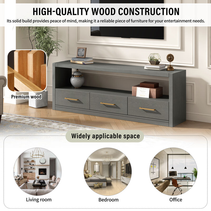 Merax Classic TV Console Side Cabinet TV Stand with 3 Drawers