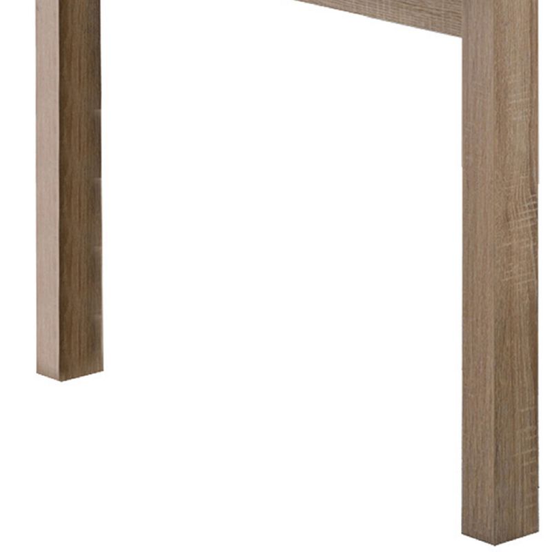 Rectangular Wooden Dining Table with Straight Legs, White and Brown - Benzara