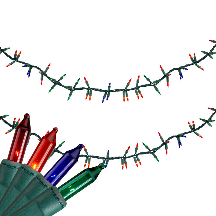 300 Count Multi-Color Mini Christmas Light Garland Set  18ft Green Wire