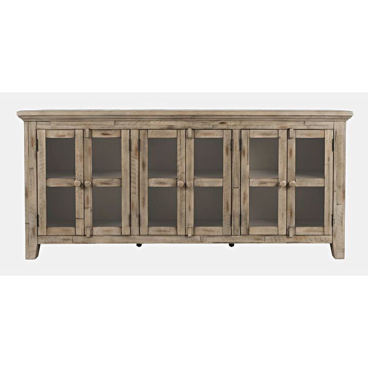 Jofran Rustic Shores 70 Coastal Distressed Acacia Six-Door Sideboard Cabinet