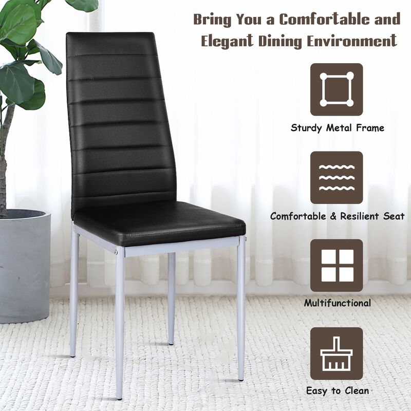 4 pcs PVC Leather Dining Side Chairs Elegant Design