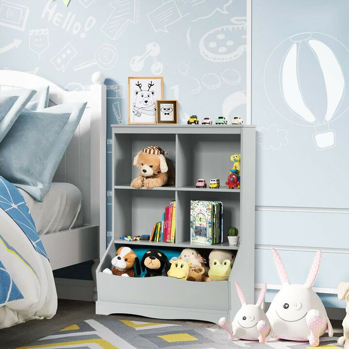3-Tier Children's Multi-Functional Bookcase Toy Storage Bin Floor Cabinet