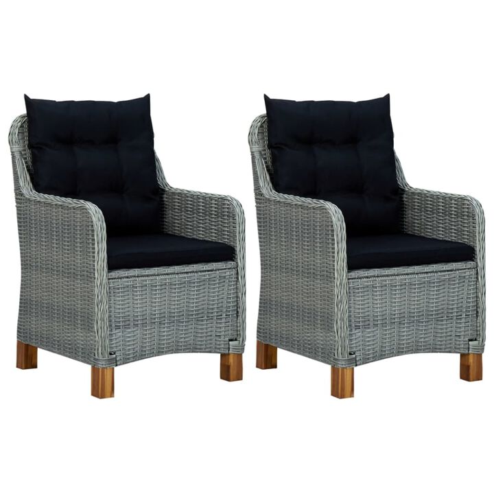 vidaXL Garden Chairs with Cushions 2 pcs Poly Rattan Light Gray