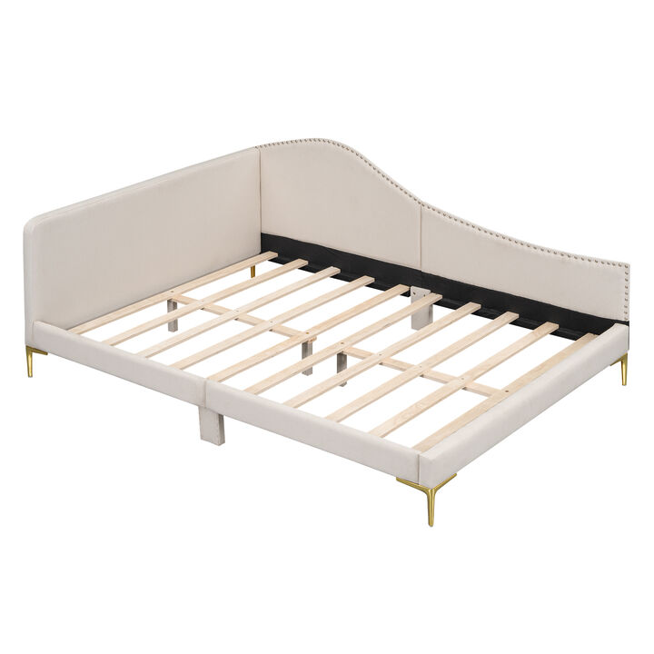 Merax Upholstered Daybed with Headboard and Armrest