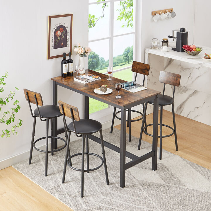 Merax Bar Table with 4 Bar Stools Retro Dining Set
