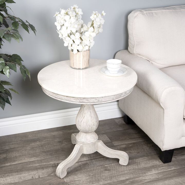 Butler Specialty Company Danielle Marble 24 Pedestal Side Table, Gray
