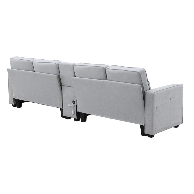 Merax Upholstered Sectional Sofa with Console