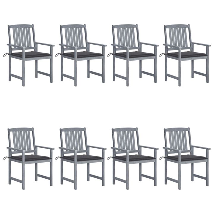 vidaXL Garden Chairs with Cushions 8 pcs Solid Acacia Wood Gray