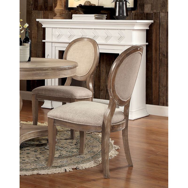 Transitional Rustic Oak And Side Chairs Set Of 2 Chairs Dining Room Furniture Padded