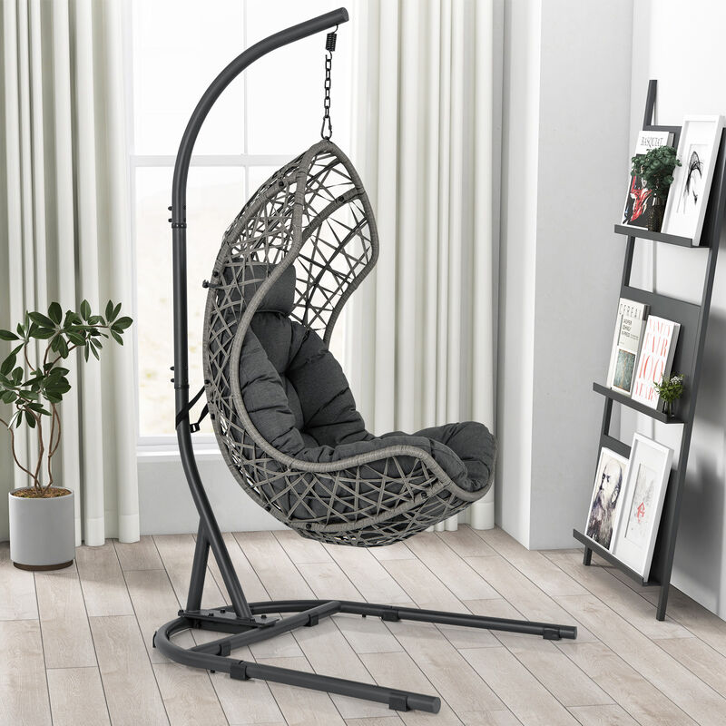 Egg Chair with Stand PE Rattan Swing Hammock Chair with Pillow and Cushion