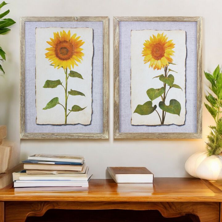 Sunflower Print Bright Decorative Wall Art for Home or Garden Decor (Set of 2)