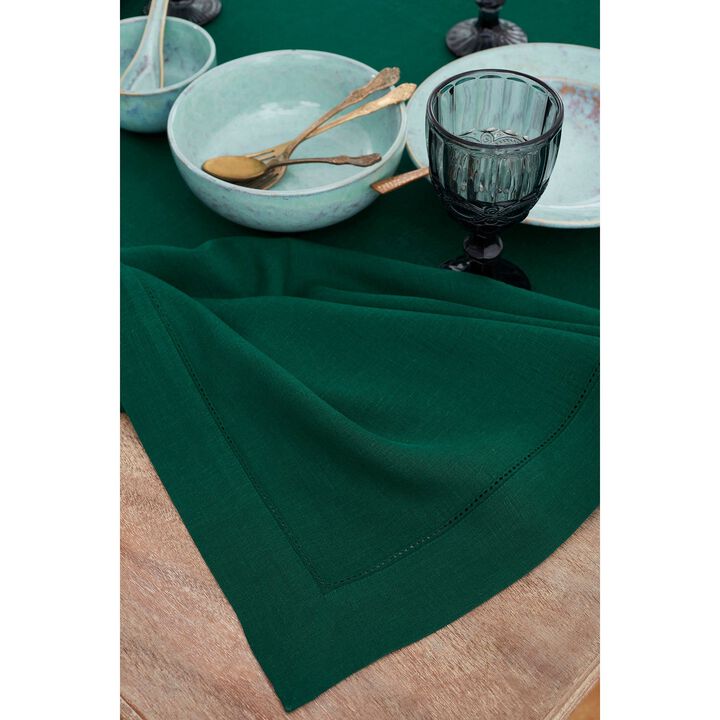 Solino Home 100% Pure Linen Tablecloth | Classic Hemstitch for Valentines