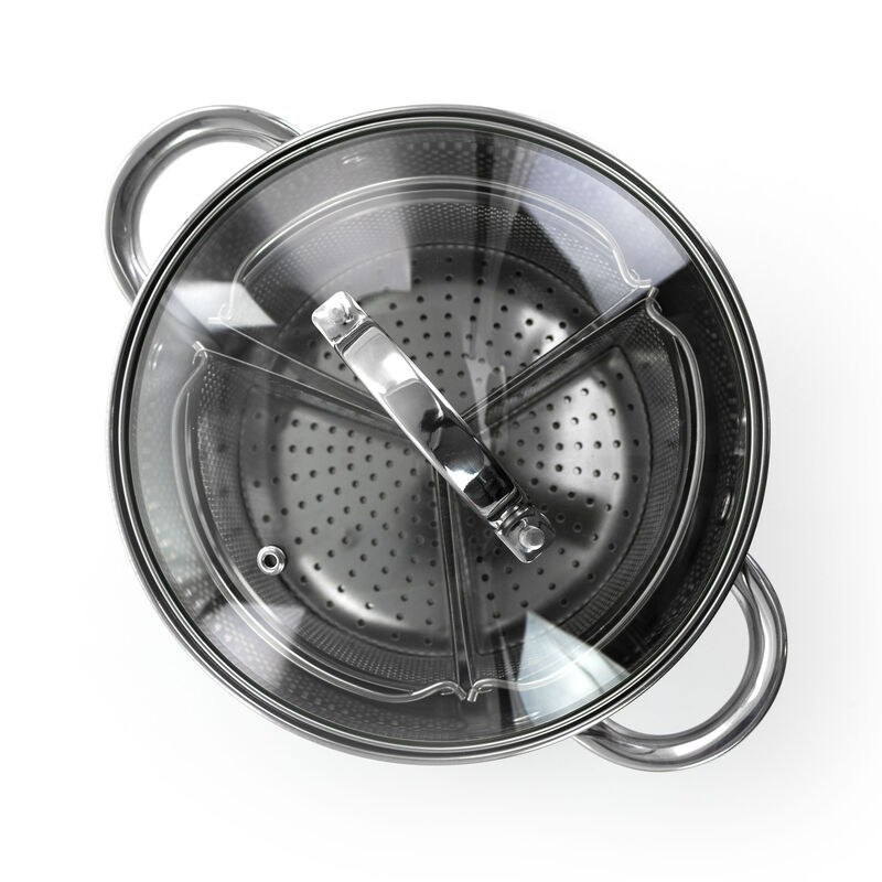 Oster Sangerfield 5 Piece 4 Quart Stainless Steel Dutch Oven with Lid and 3-Section Dividers