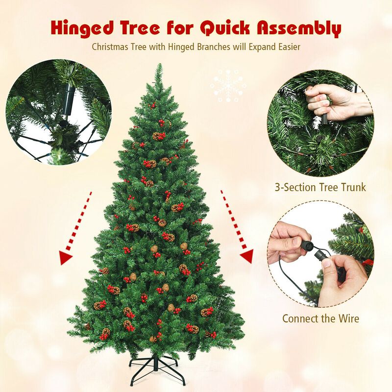 Pre-lit Hinged Christmas Tree with LED Lights for Bright and Convenient Holiday Decor