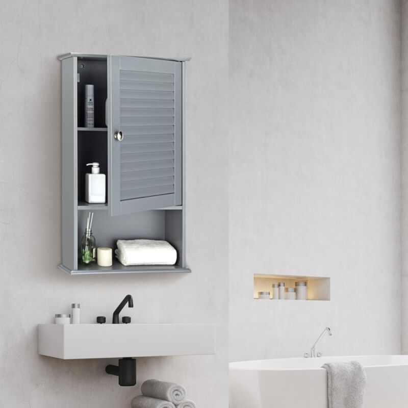 Hivvago Bathroom Wall Mount Storage Cabinet Single Door with Height Adjustable Shelf