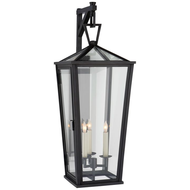 Darlana Large Tall Bracketed Wall Lantern in Bronze with Clear Glass