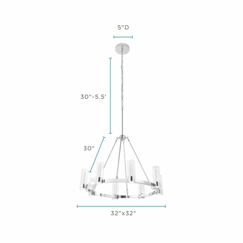 Victory Chandelier Chrome Metal and Acrylic 8 LED Lights Dimmable