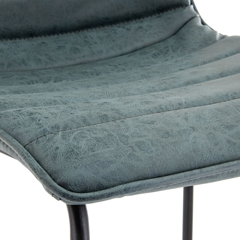 LeisureMod Brooklyn Modern Leather Bar Stool with Footrest