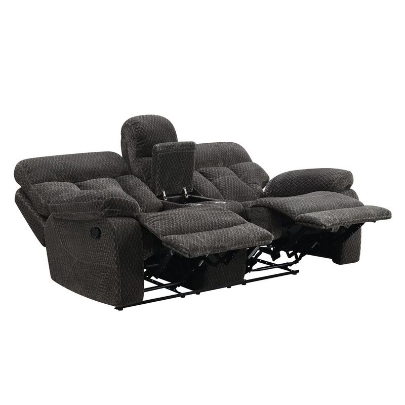 New Classic Furniture Bravo Console Loveseat W/ Dual Recliners-Charcoal