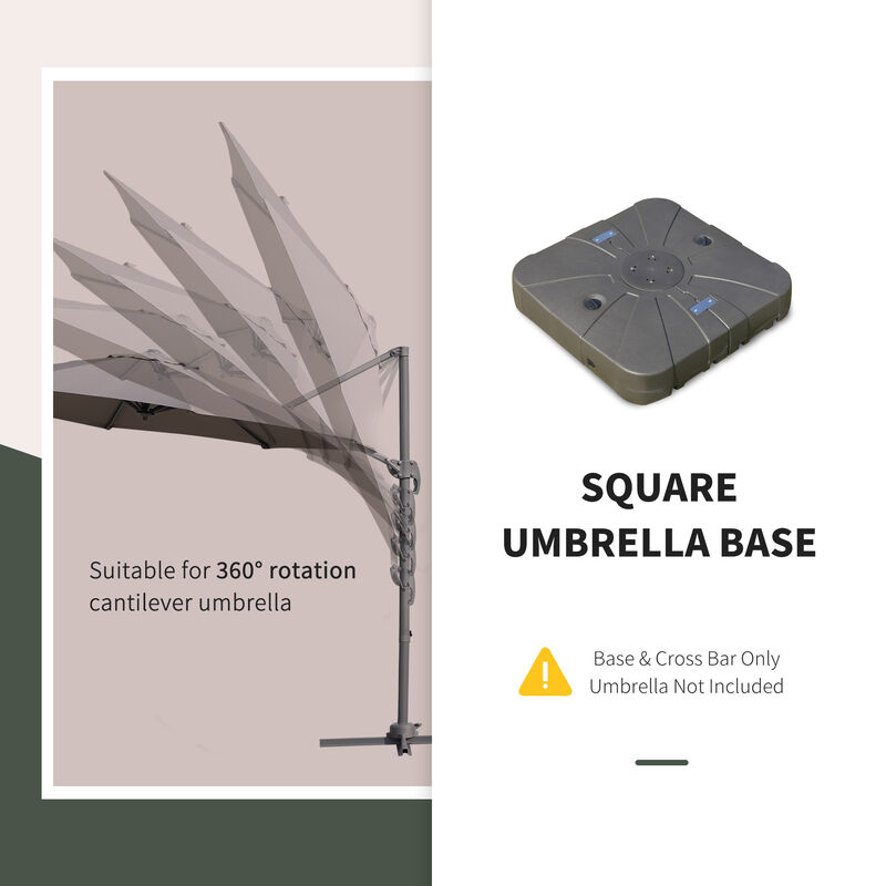 Outdoor Backyard Cantilever Umbrella Base, Fill with Sand or Water for Security