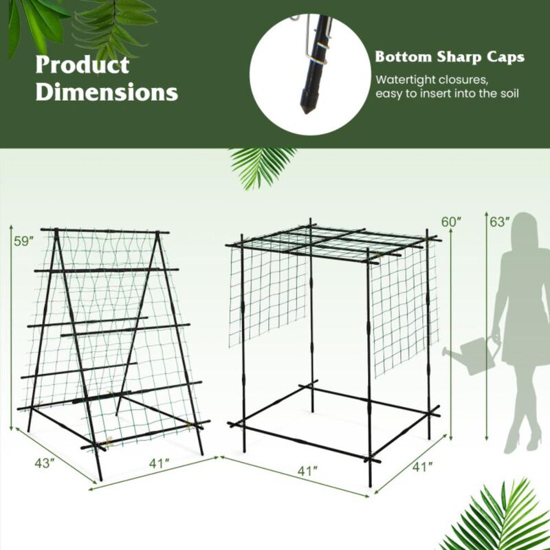 Hivvago A-Frame Garden Cucumber Trellis with Netting for Climbing Plants Outdoor