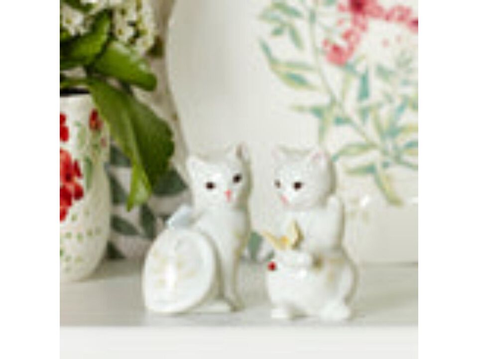Lenox Butterfly Meadow Figural Kitten Salt and Pepper Set