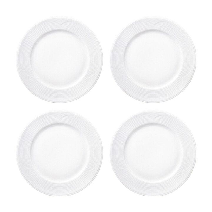 Porcelain Saturn dia.8.5" Round White Porcelain Plate (Set of 4)