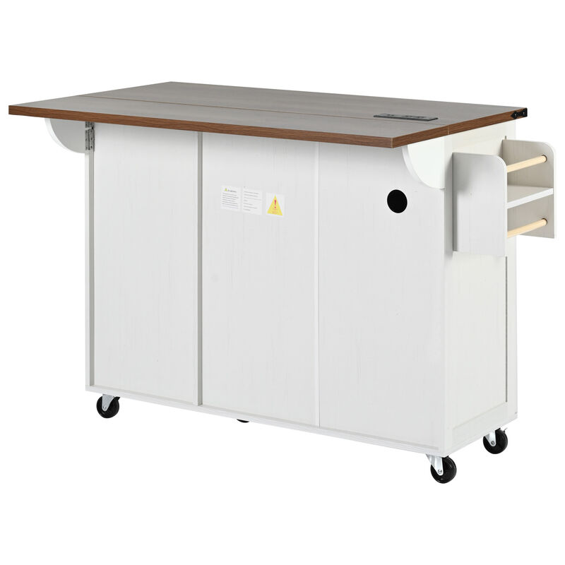 Merax Farmhouse Kitchen Island with Wheels