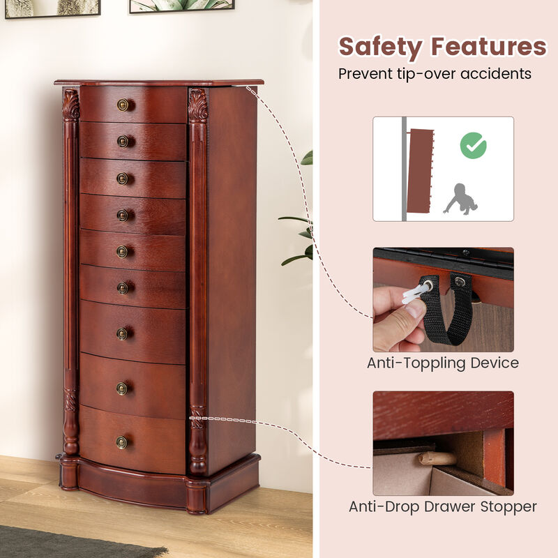Large Wooden Jewelry Storage Box Organizer