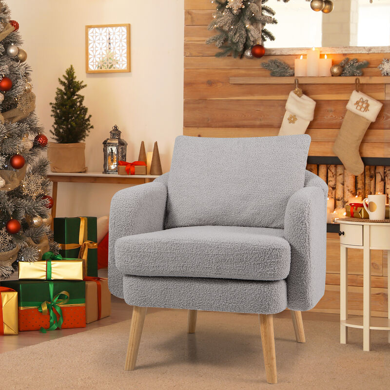 Sherpa Accent Chair with Seat Cushion for Modern and Comfortable Living Room Seating