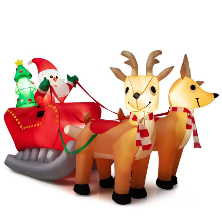 Hivvago 7.2 Feet Long Christmas Inflatable Santa Rides Sled with LED Lights
